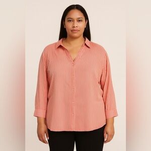Basic Editions Coral Button Down Shirt